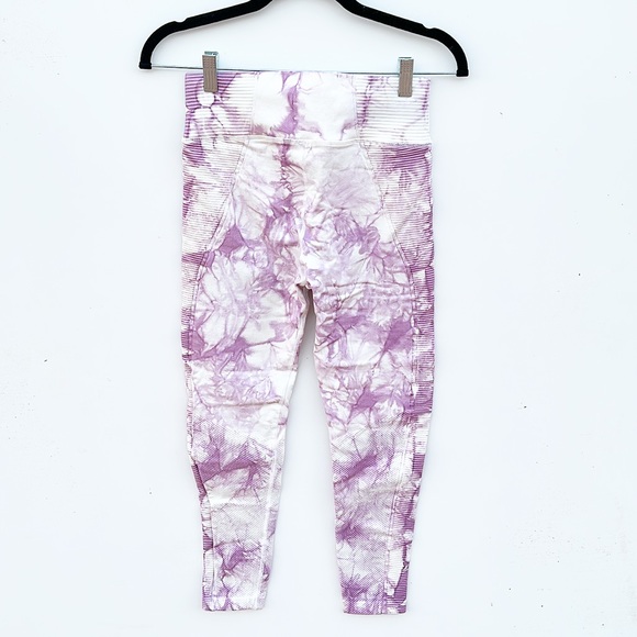 Aerie Offline Tie Dye Marble Print Seamless Leggings Tights Purple White Small - Picture 5 of 7